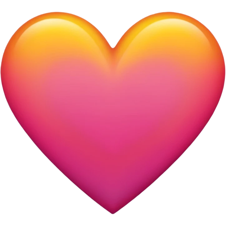 Bright yellow to orange to dark pink gradient heart emoji