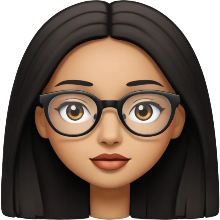 a light skinned brown girl with black straight long hair with long lashes and with glasses and is in love emoji