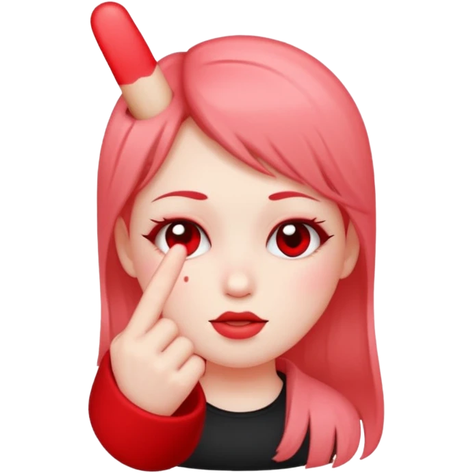 middle finger with blushing face emoji