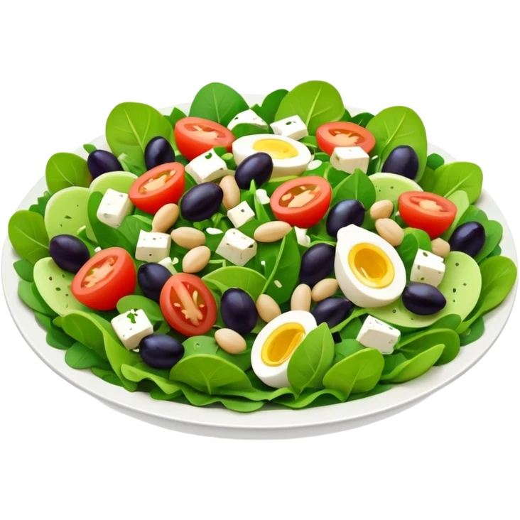 Salad community avatar in clean style illustration. Classic salads like Olivier, Greek or Tashkent, vibrant greens and colorful ingredients, simple shapes, flat design, high contrast, fresh and inviting. emoji