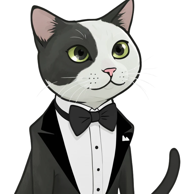 Cat  with tuxedo on emoji