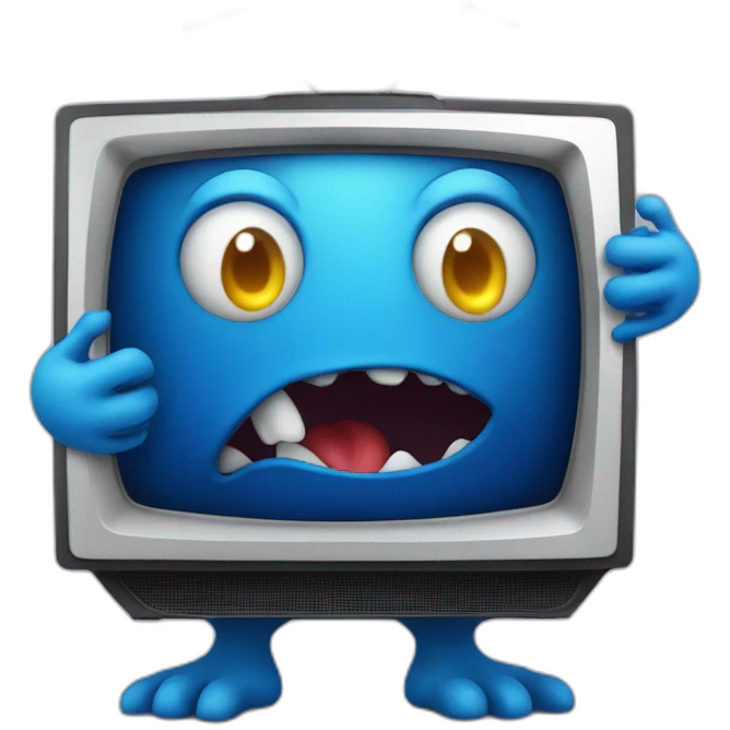 blue monster coming out of a tv emoji