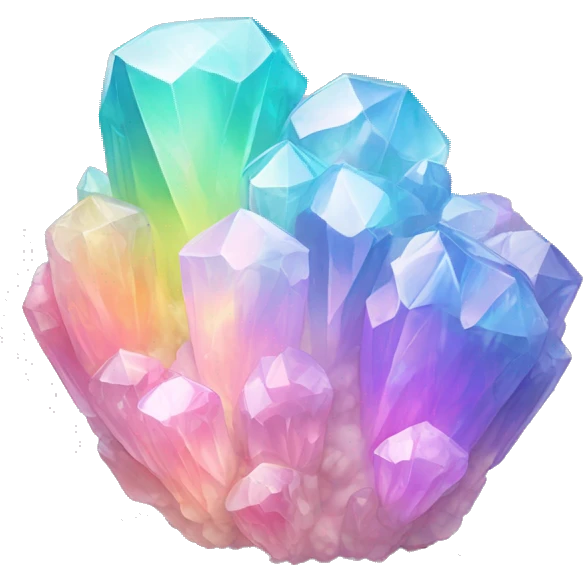 One Pastel iridescent rainbow crystal clusters emoji