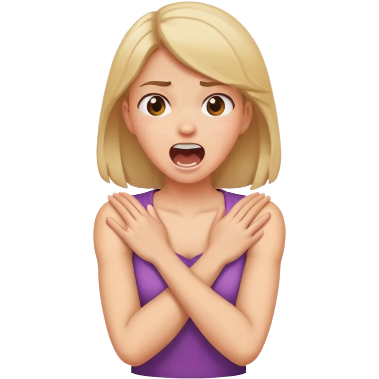 Girl arms crossed grabbing her neck screaming  emoji