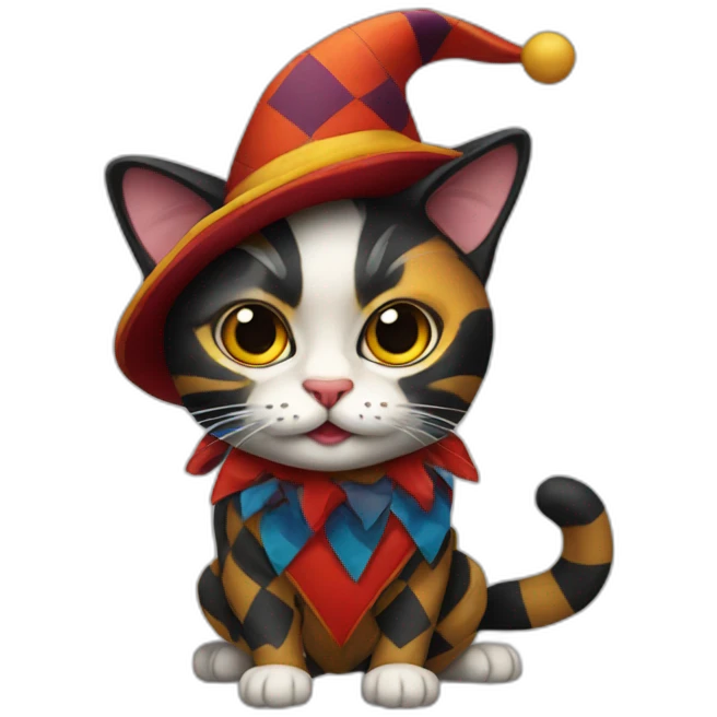 cat disguised as harlequin emoji