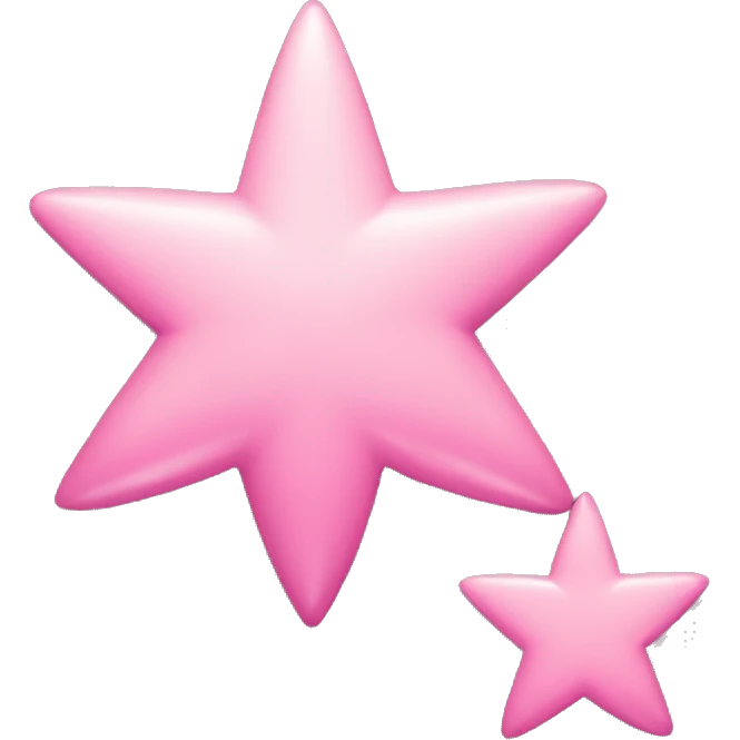 Three small pink , 4-pointed stars grouped together. The stars have a slightly elongated shape, giving them a twinkling effect. They vary in size, with the largest star in the center and two smaller stars on either side.  emoji