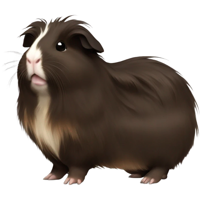 Long haired fully dark brown guinea pig baby emoji