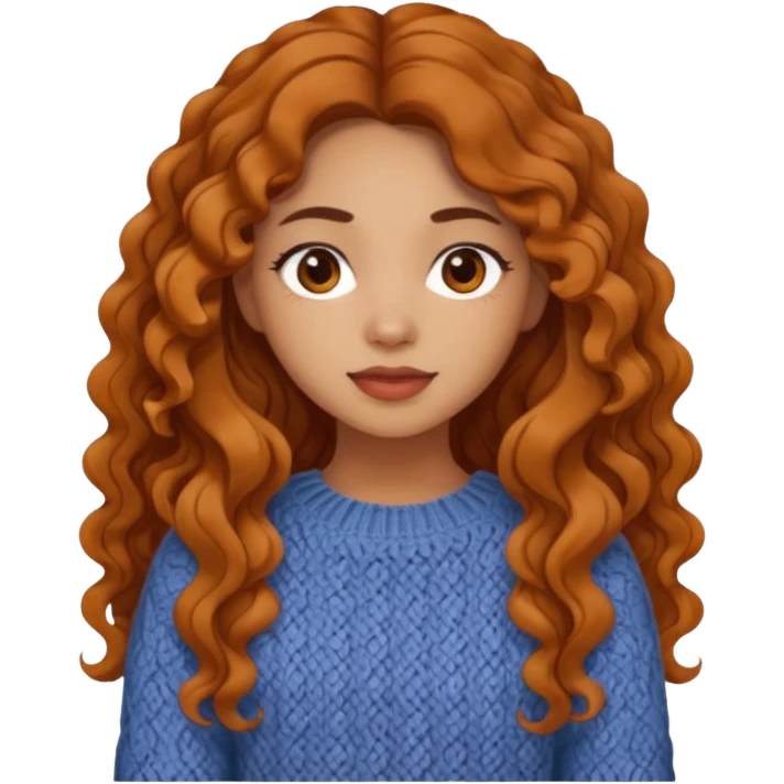 Cozy mixed girl with long wavy hair dressed for fall emoji