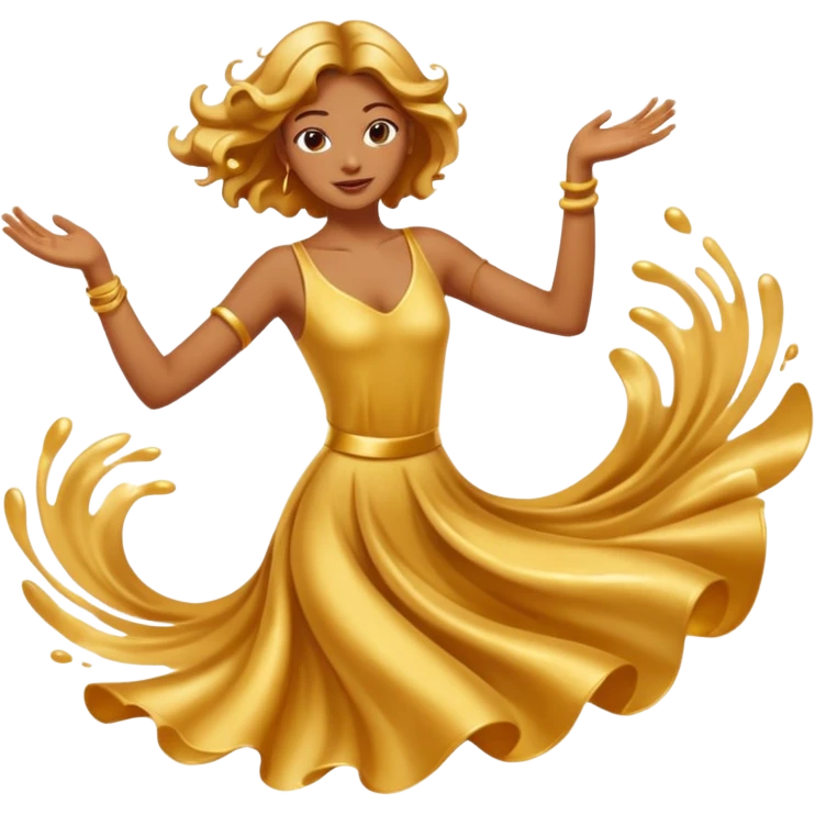Golden liquid around the dancing hands emoji