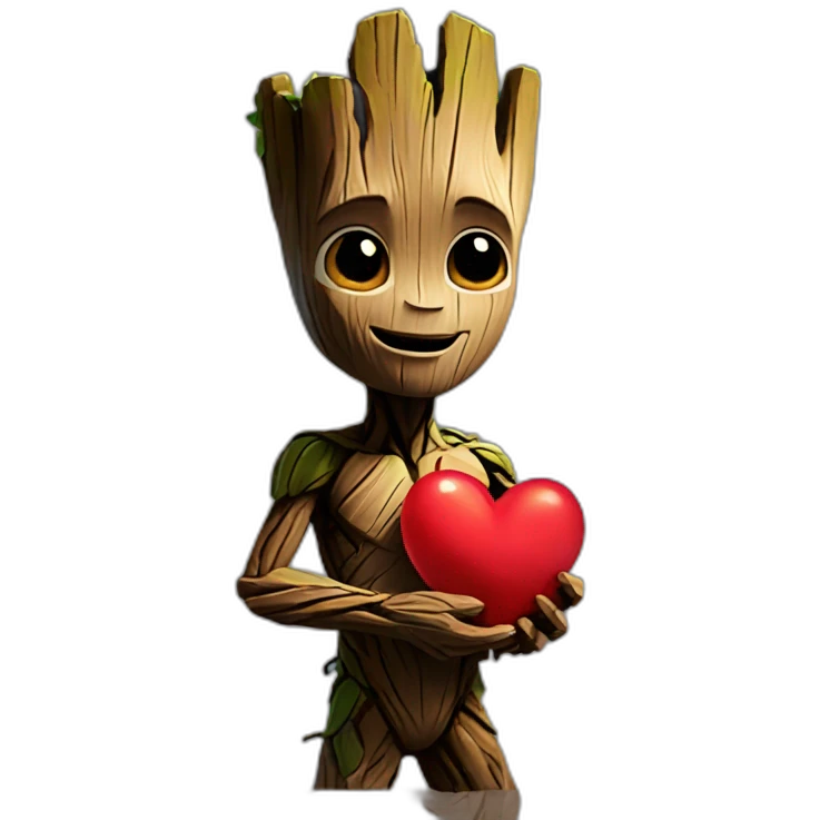 Groot ofreciendo un corazón emoji