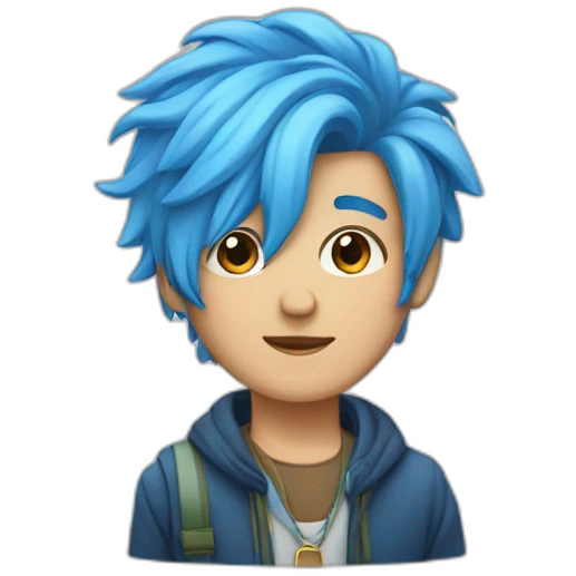 Adult boy with blue hair and fashionable cloths  emoji