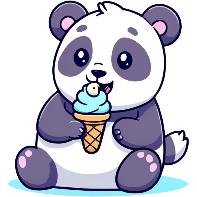 Panda eating ice cream emoji