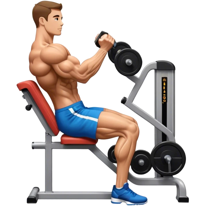 side-view bodybuilder seated weighted calf-raise machine lower leg exercise emoji
