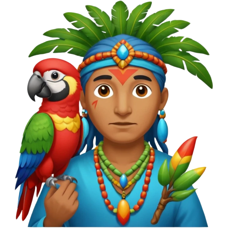 shaman hold a pet parrot emoji