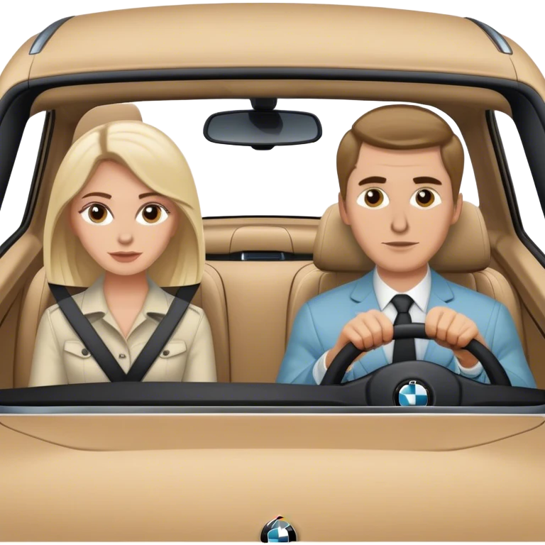 white guy white girl in bmw car emoji