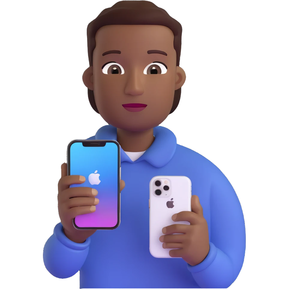 Black man using an iPhone 14 Pro emoji