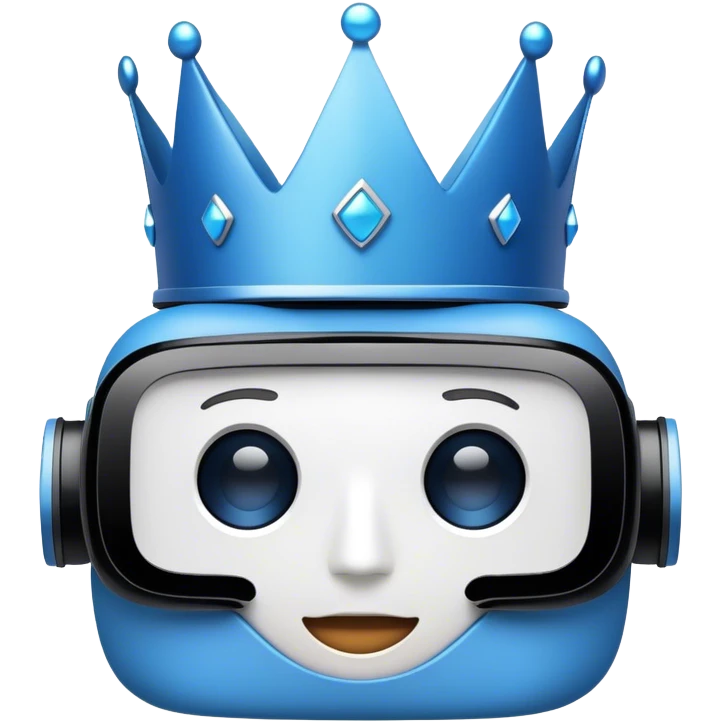 VR headset with a blue crown on top emoji