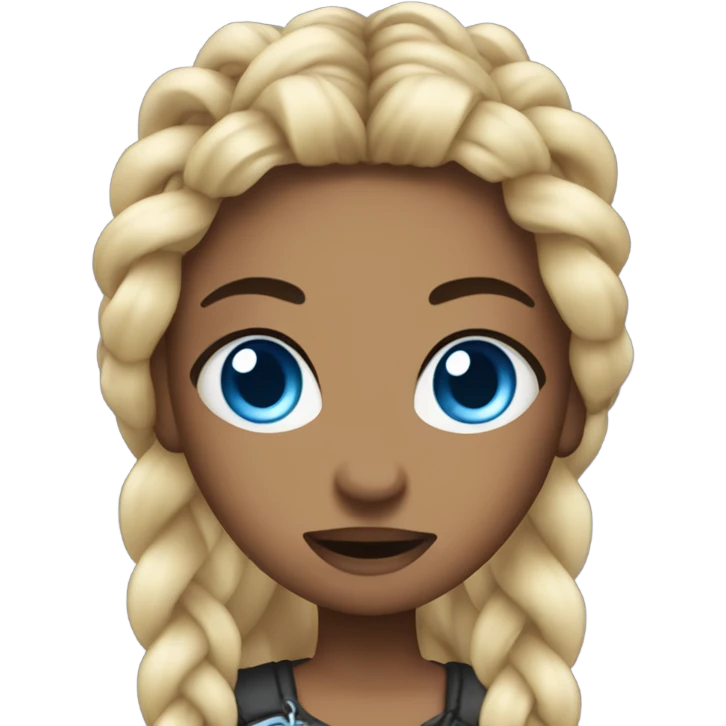 Baddie with long nail and braids and blue eyes emoji
