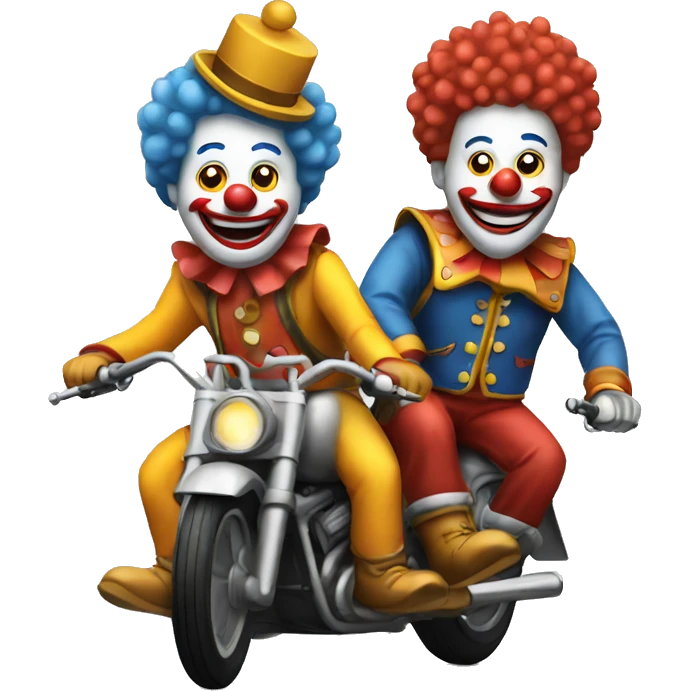 2 clowns riding in motorcycle emoji