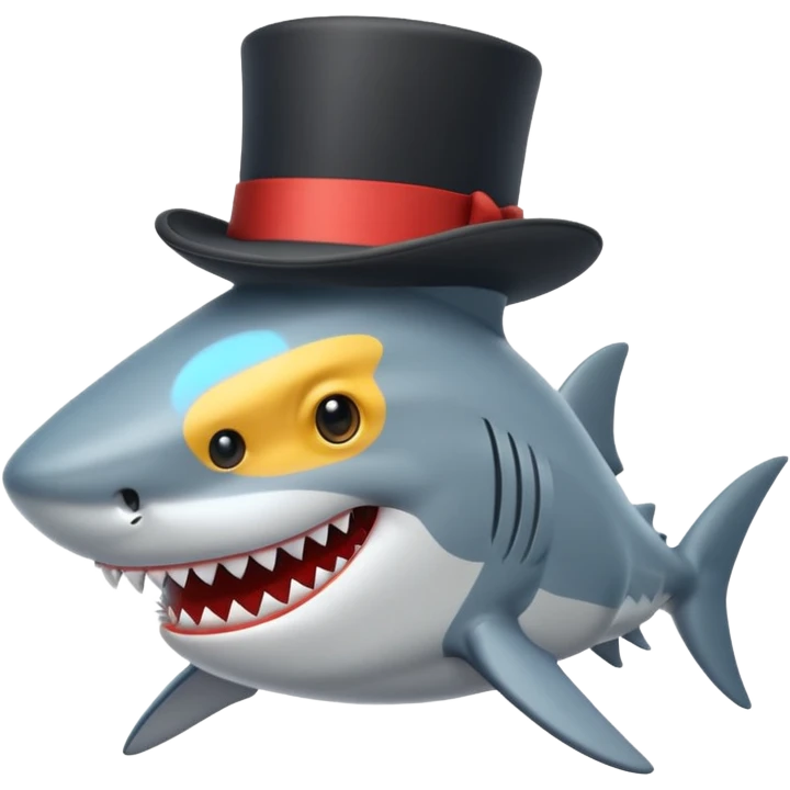Shark with a top hat emoji