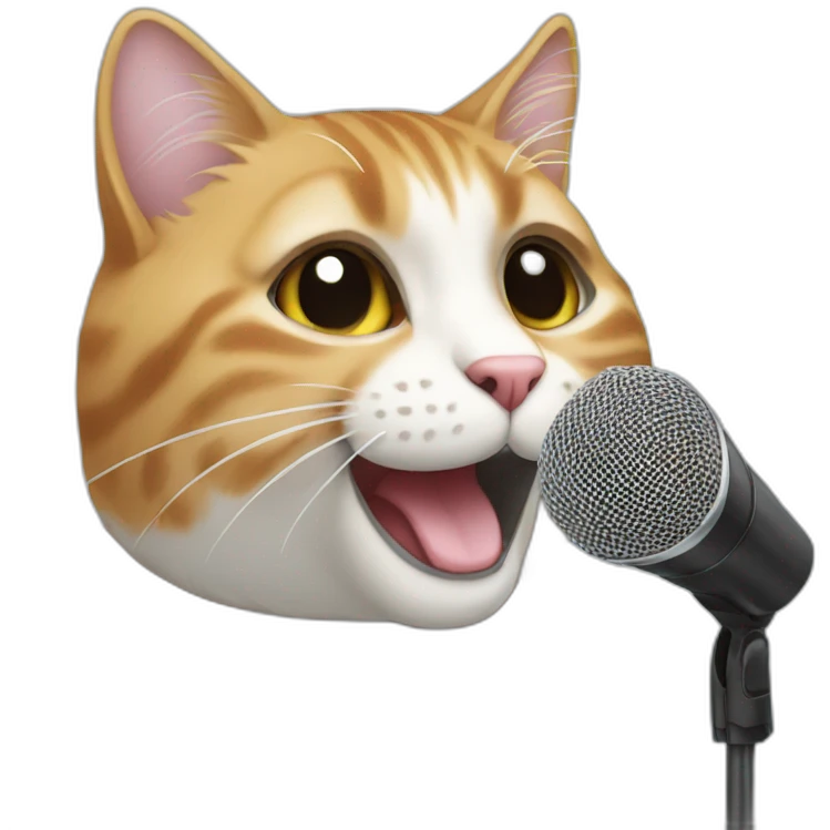 A cat singing in a microphone emoji