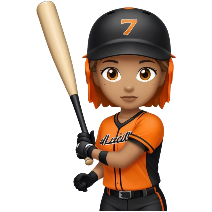 Softball player with black and orange jersey emoji