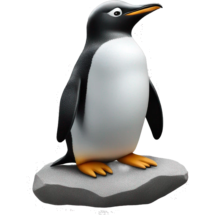 penguin on a rock outdoors with its hands in the back & head facing up eye closed emoji