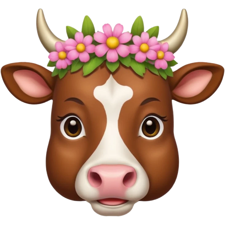 slim cow face with flower crown emoji