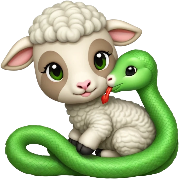 Lamb kissing snake emoji