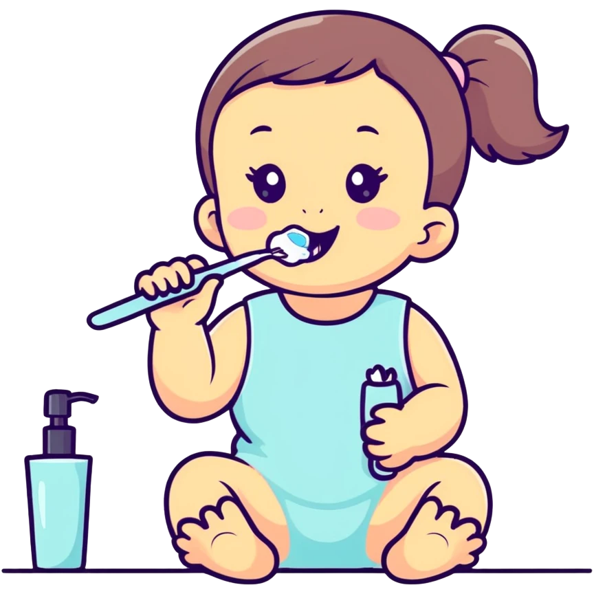 Baby girl brush teeth  emoji