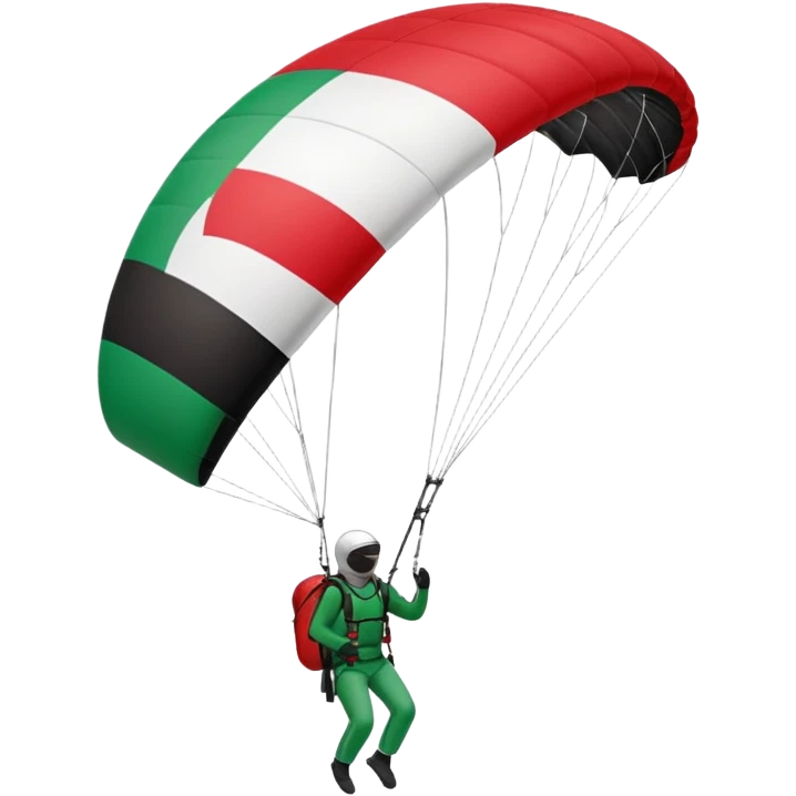 a palestinian flag with a paraglider, respect scrupulously the correct shapes and colours of the flag, try again emoji