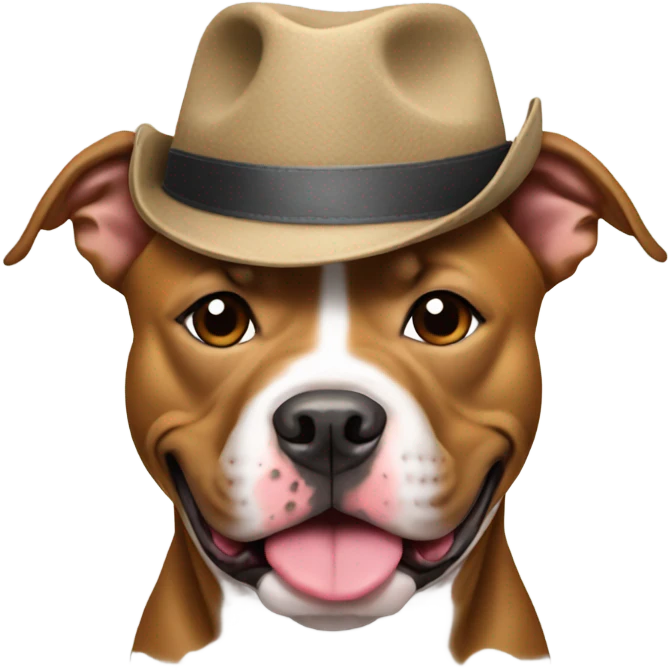 Pit bull wearing a hat emoji