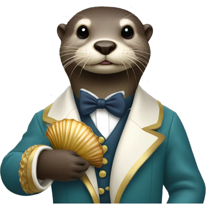 Wealthy Otter holding scallop shells emoji