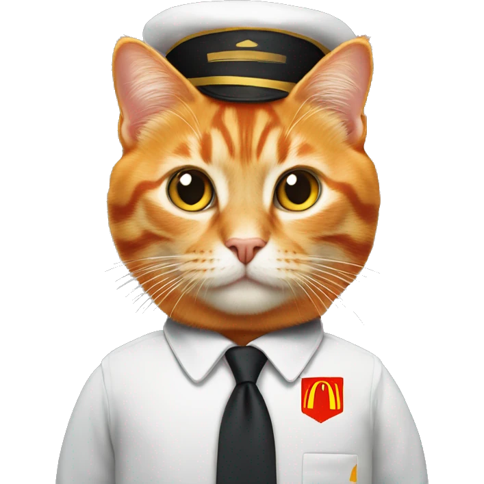orange cat with mcdonald’s uniform emoji