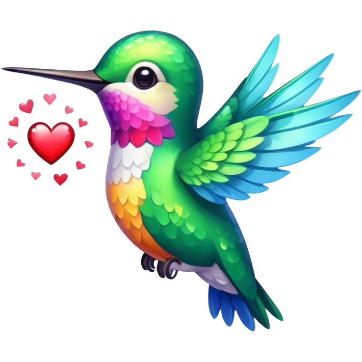 Hummingbird sparkling with heart emoji