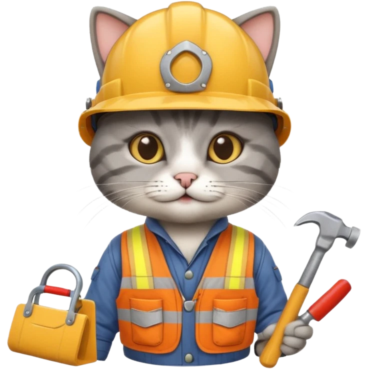 cat, handyman Outfit, wearing a Helmet emoji