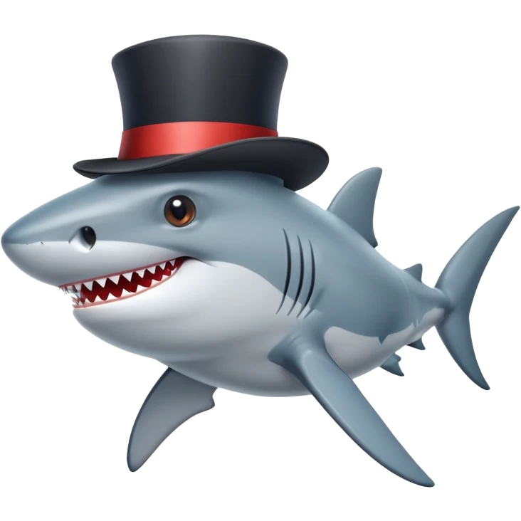 Shark with a top hat emoji