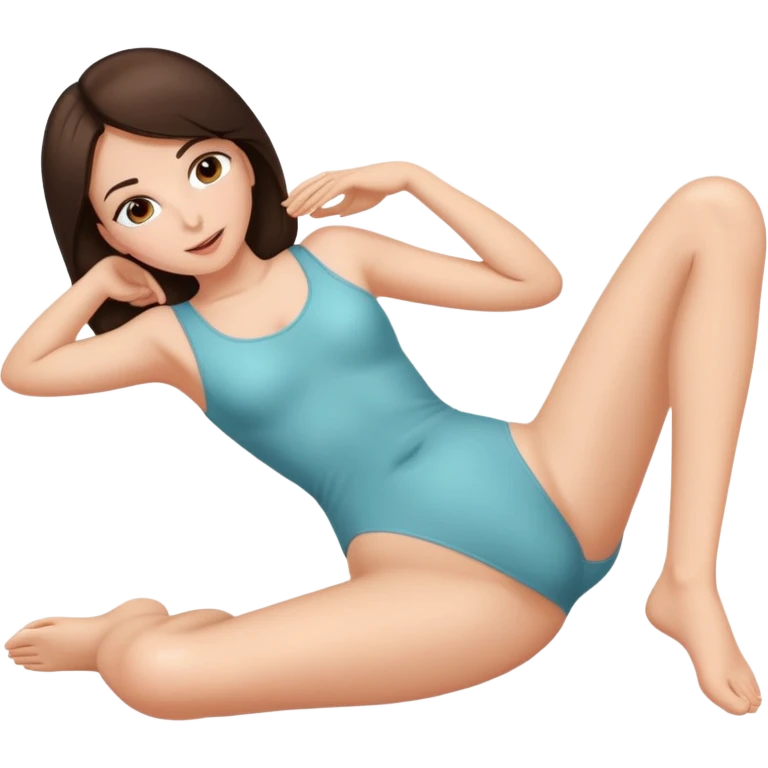 Naked brunette woman with straight hair, big ass lying on her back with her legs spread and her cunt close up  emoji