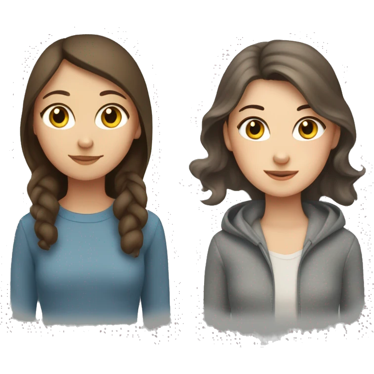 Brown hair girl and russian blue cat together emoji