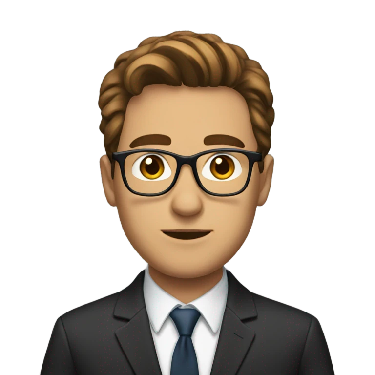 A man with brown hair with glasses in a suit emoji