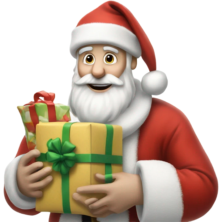 Photo Realistic pale Santa holding his sack and presents  emoji