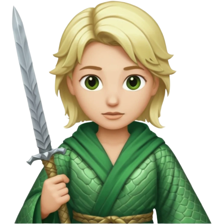 blonde warrior in focus wearing slitherin robe emoji