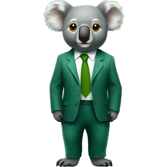 Koalas in dark green suits and light green honey emoji