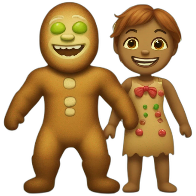 Shrek and the gingerbread man emoji