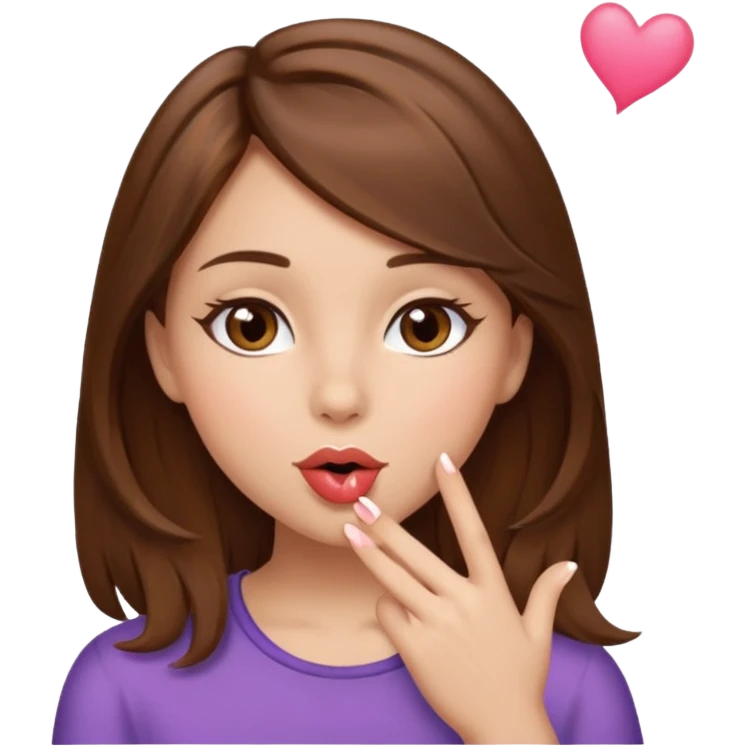 Brown hair brown eyes girl blowing a kiss emoji