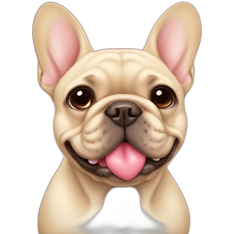 beige French bulldog with heart eyes emoji