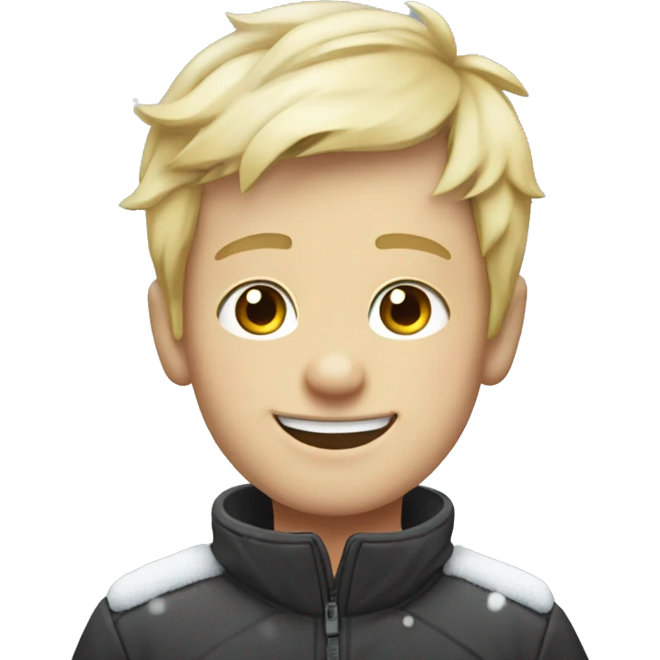 smiling boys with penguin in snow blond hair emoji