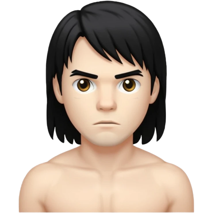 White  boxer with black hair and a long mullet haircut emoji