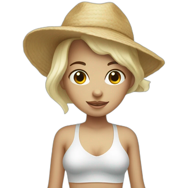 Full white skin body girl on beach emoji
