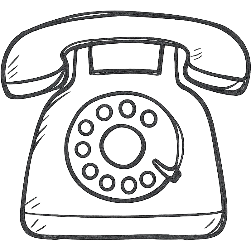 hand drawn outlined icon of an old rotary phone emoji
